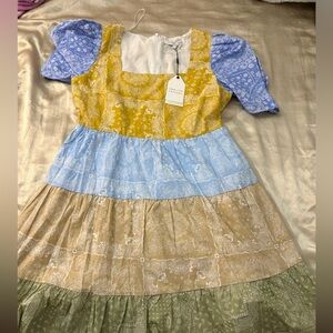 NWT English Factory paisley color block mini dress